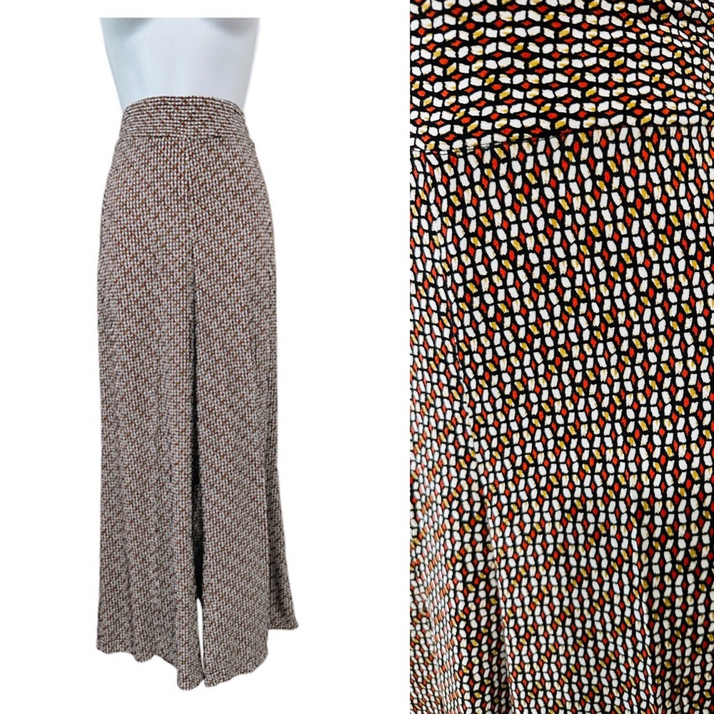 Wide Leg Geometric Print Trouser Pants By Cottonworld Size M